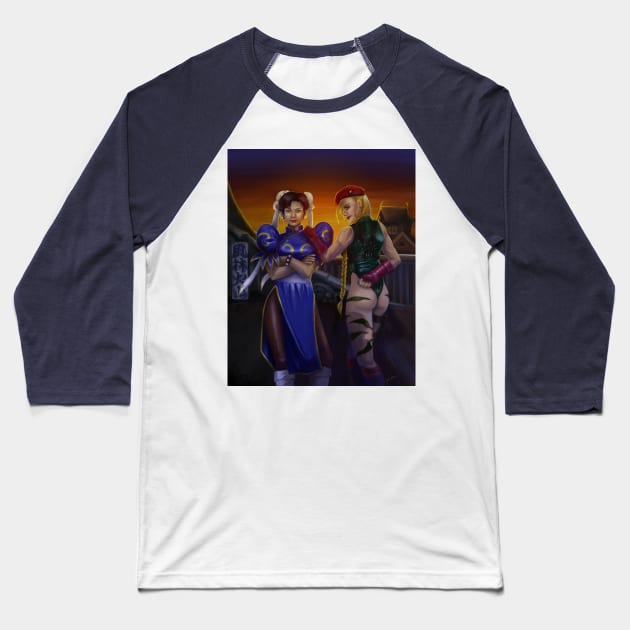 Chun Li and Cammy White Baseball T-Shirt by Hoshimem